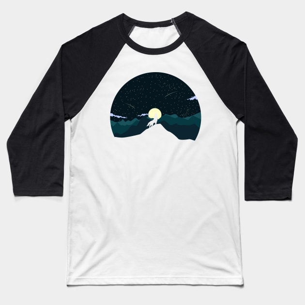 Wolf Night Baseball T-Shirt by ShaDesign